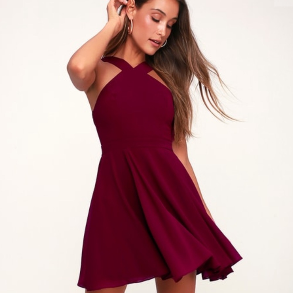 Lulu’s Burgundy Forevermore Cocktail Dress